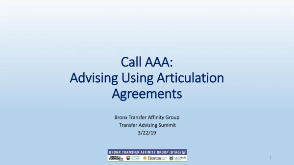 Call AAA: Advising Using Articulation Agreements