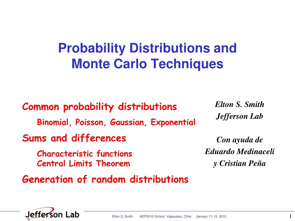 probability distributions and monte carlo techniques