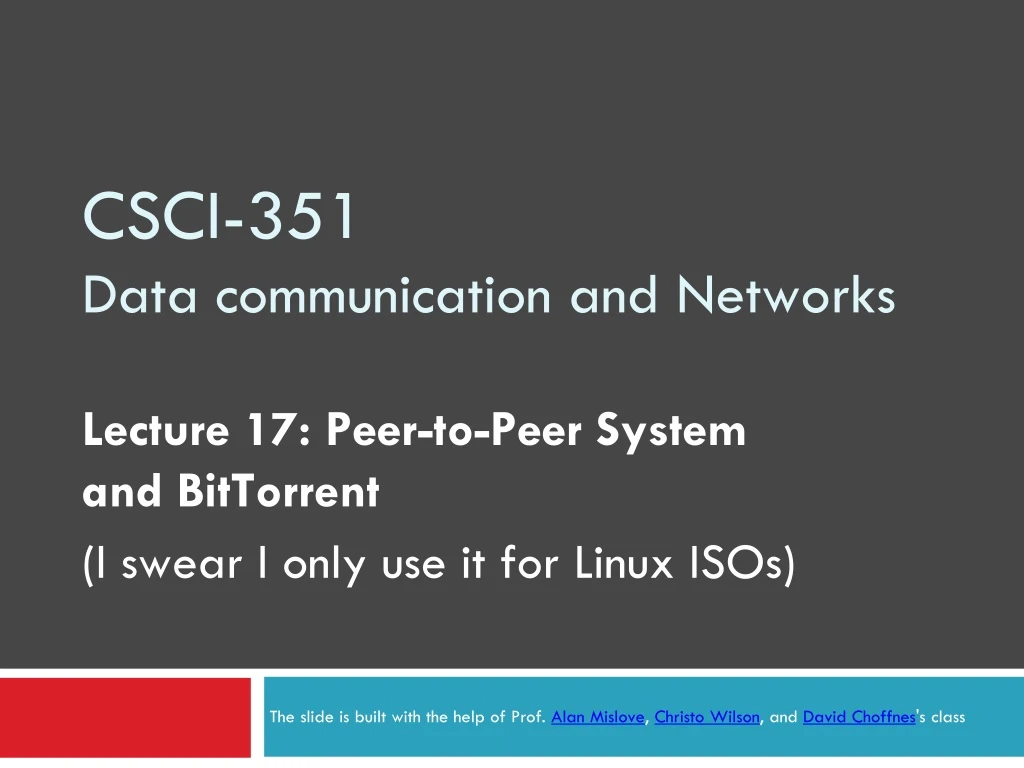 csci 351 data communication and networks
