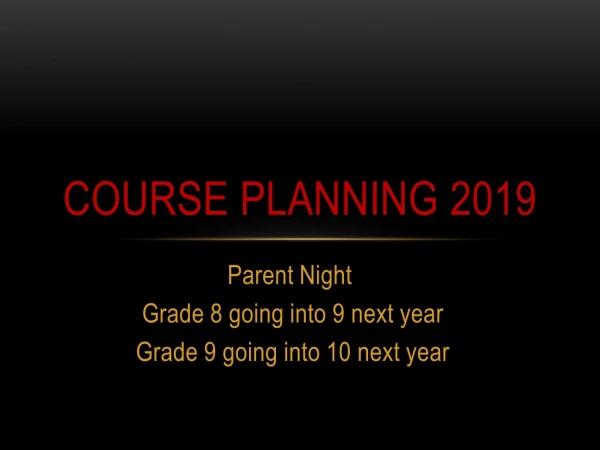 Course Planning 2019