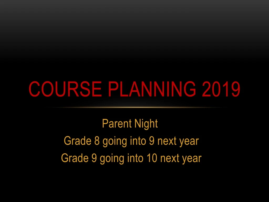 course planning 2019