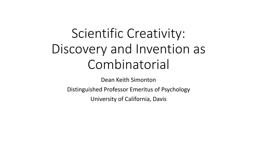 scientific creativity discovery and invention as combinatorial