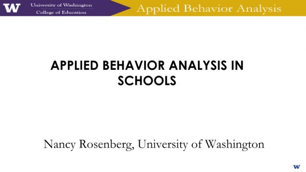 Applied Behavior analysis in schools