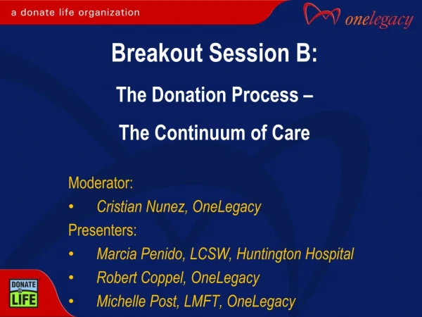 Moderator: Cristian Nunez, OneLegacy Presenters: Marcia Penido , LCSW, Huntington Hospital