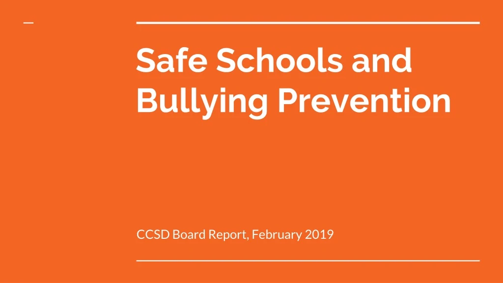 safe schools and bullying prevention