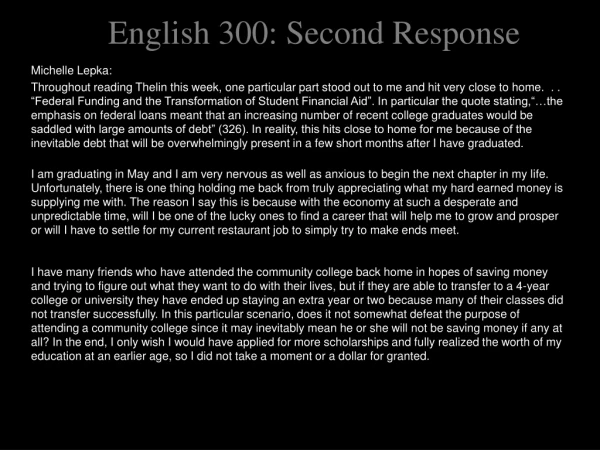 English 300: Second Response
