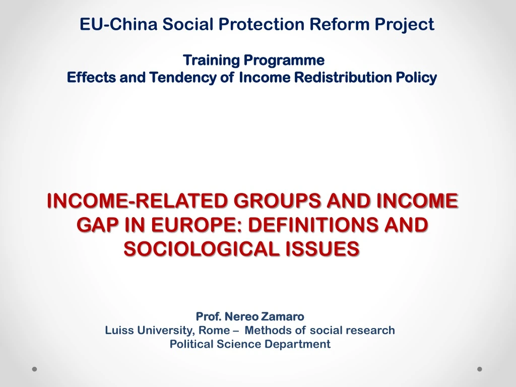 training programme effects and tendency of income redistribution policy