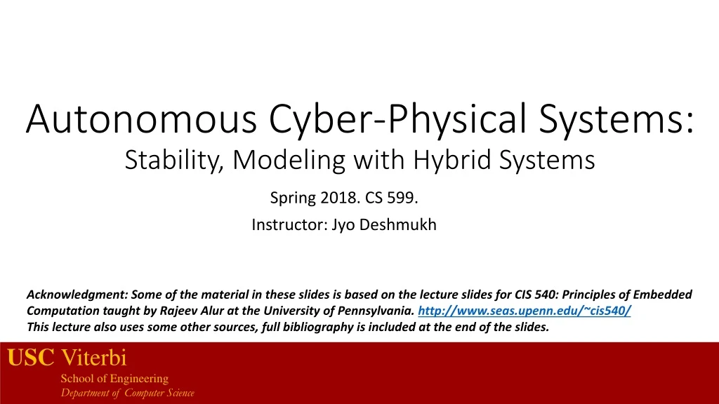 autonomous cyber physical systems stability modeling with hybrid systems