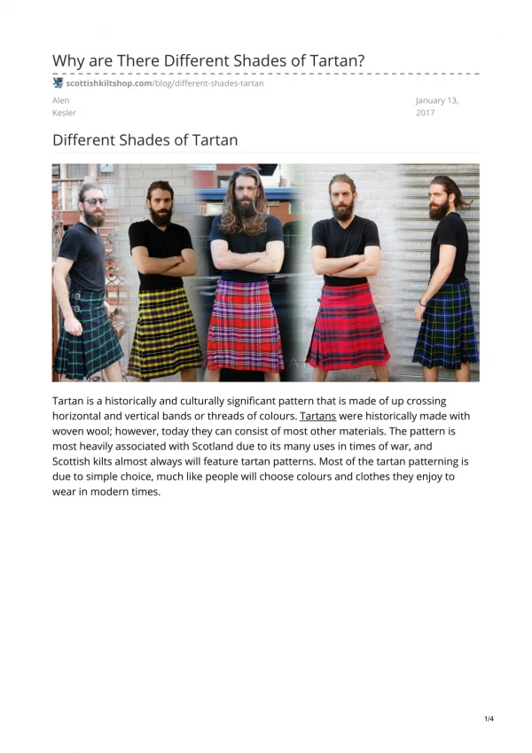 Why are There Different Shades of Tartans