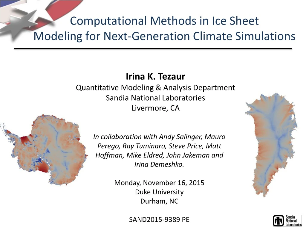 computational methods in ice sheet modeling for next generation climate simulations