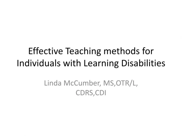 Effective Teaching methods for Individuals with Learning Disabilities