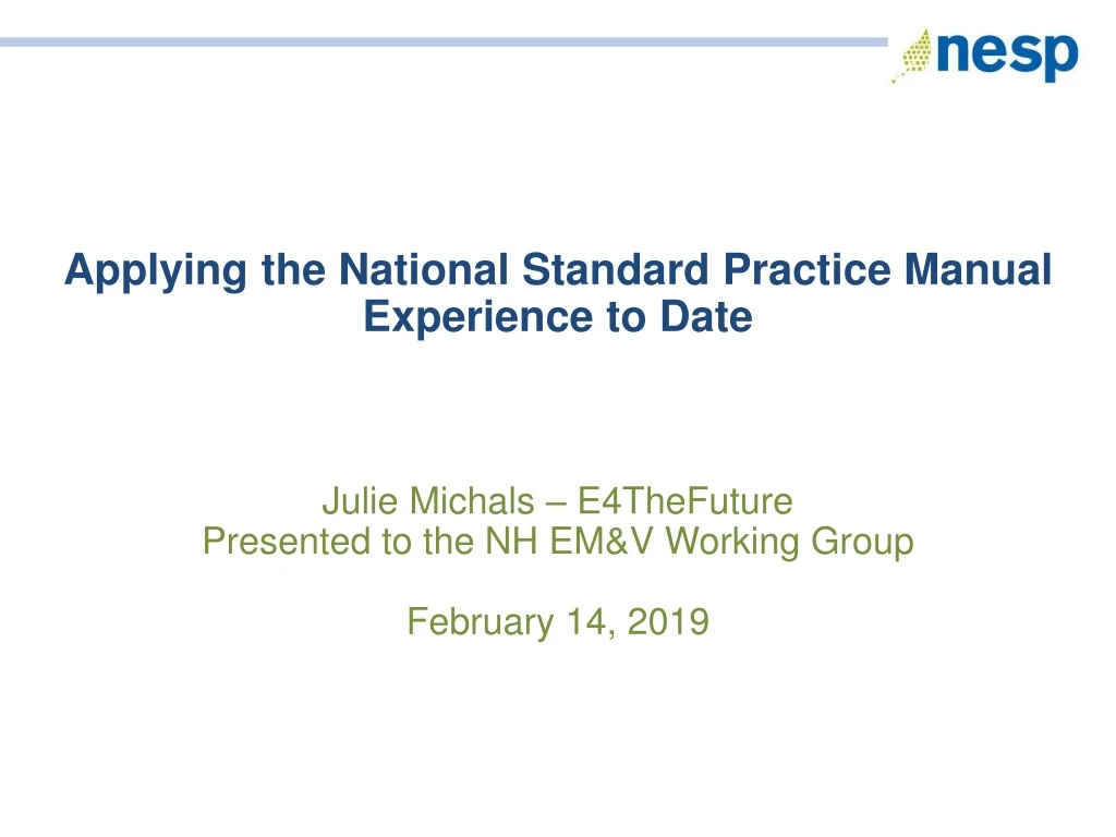 applying the national standard practice manual