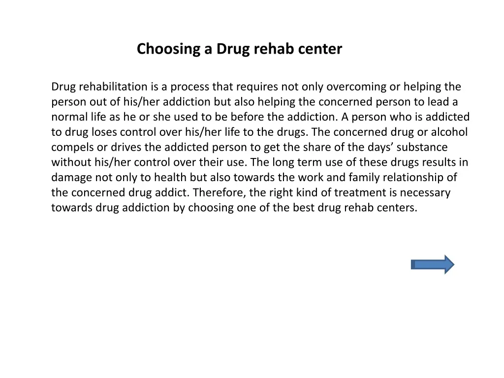 choosing a drug rehab center