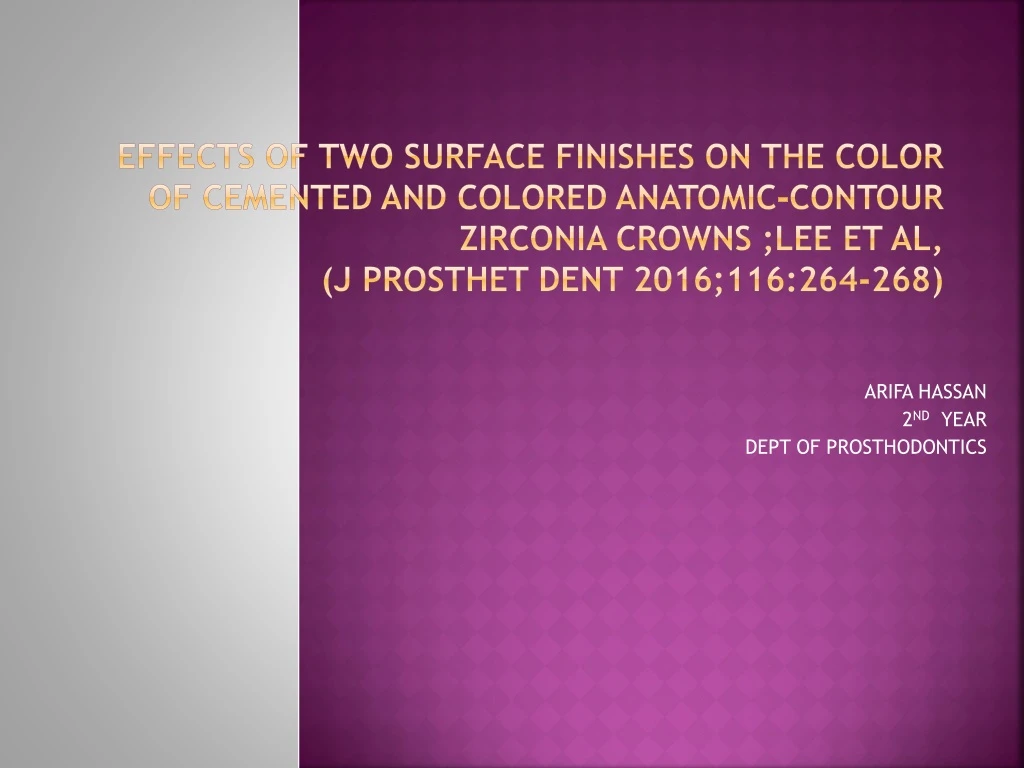 effects of two surface finishes on the color