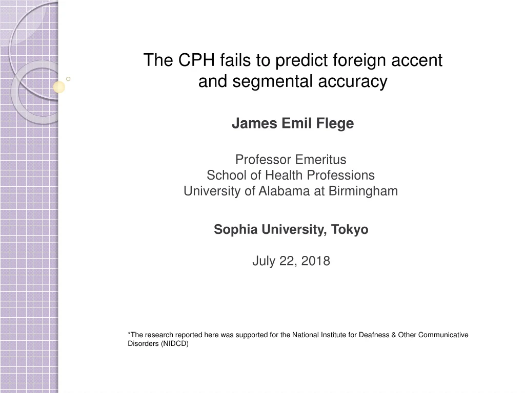 the cph fails to predict foreign accent and segmental accuracy