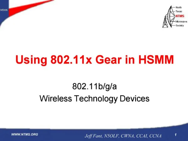 Using 802.11x Gear in HSMM