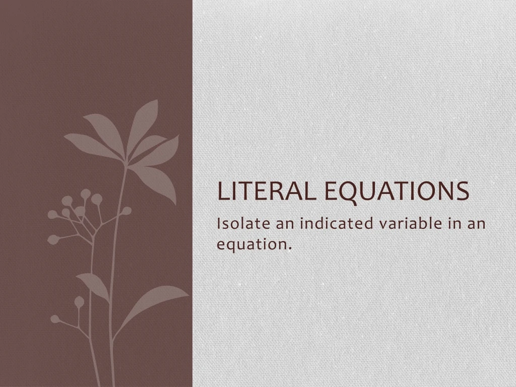 literal equations