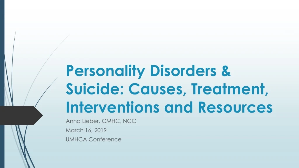 personality disorders suicide causes treatment interventions and resources