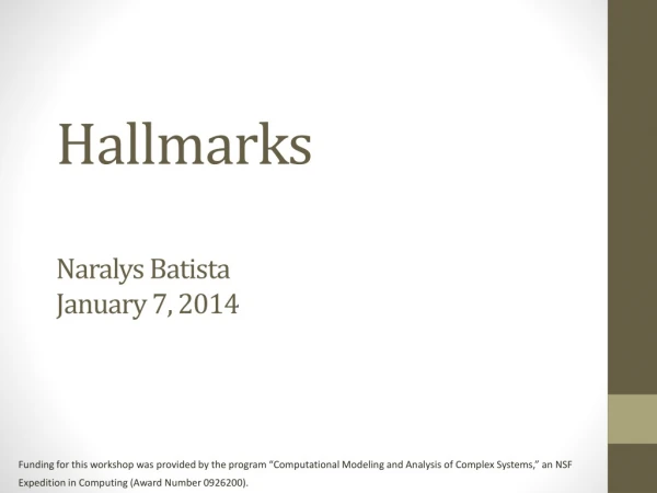 Hallmarks Naralys Batista January 7, 2014