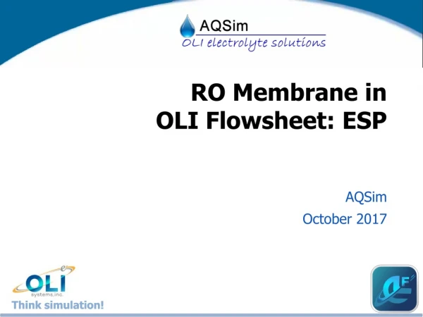 RO Membrane in OLI Flowsheet: ESP