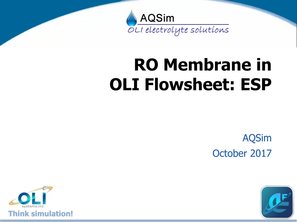 ro membrane in oli flowsheet esp