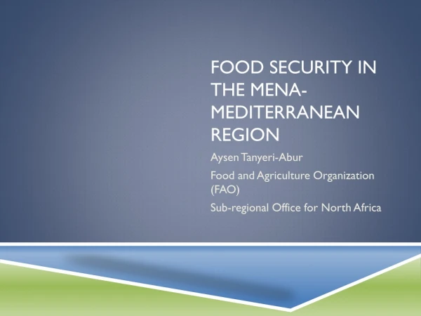 Food security in the MENA-Mediterranean REGION