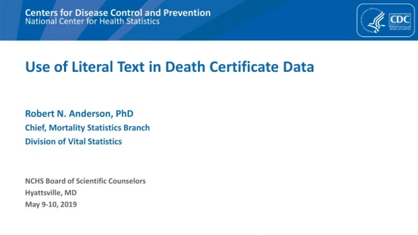 Use of Literal Text in Death Certificate Data