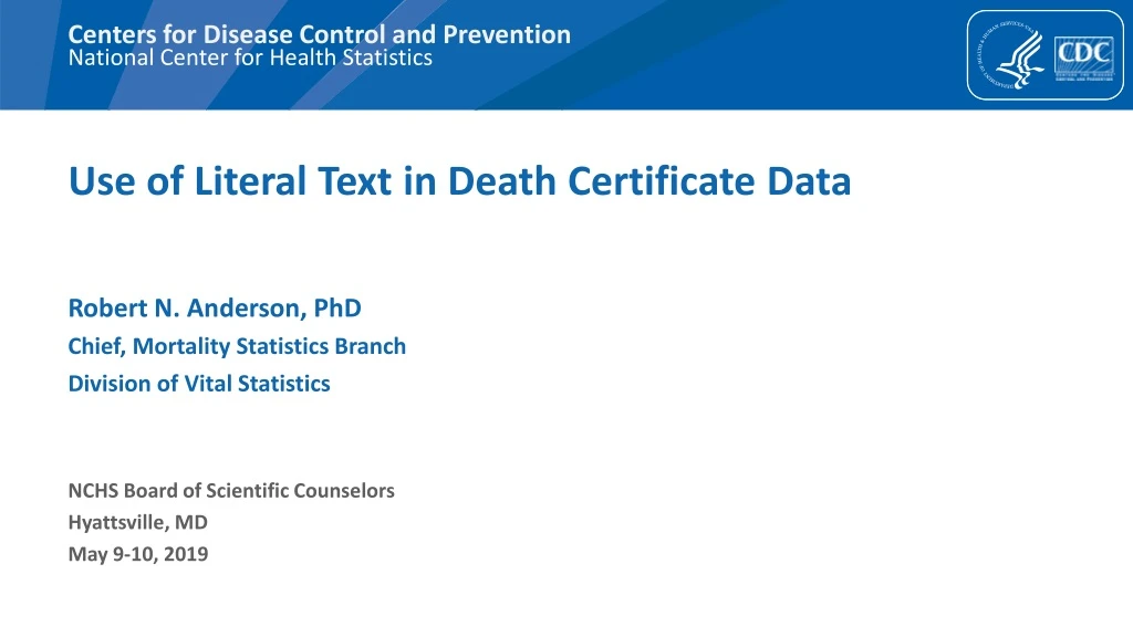 use of literal text in death certificate data