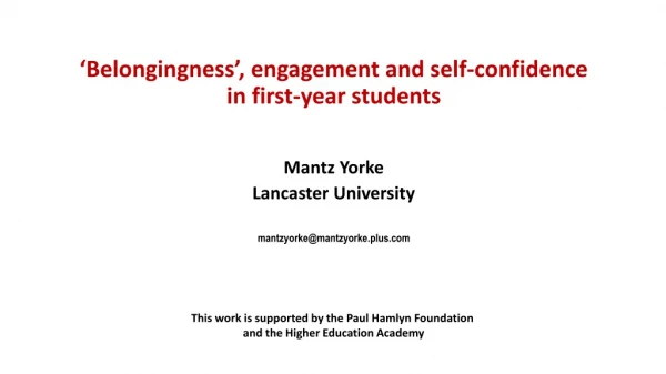 ‘Belongingness’, engagement and self-confidence in first-year students