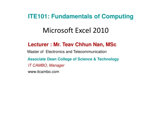 ITE101: Fundamentals of Computing