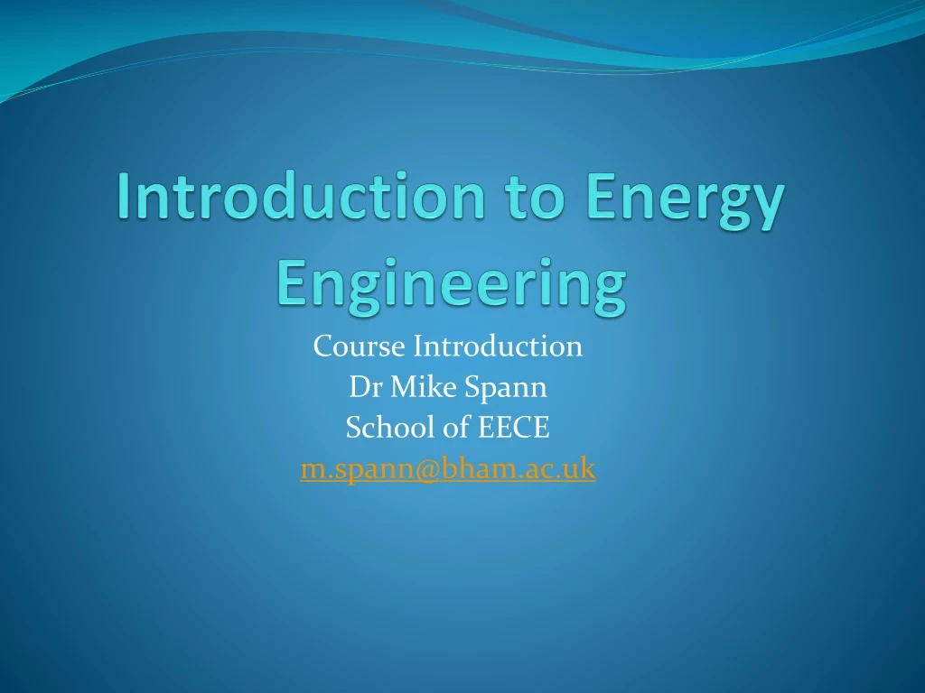 introduction to energy engineering