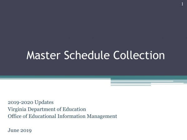 Master Schedule Collection