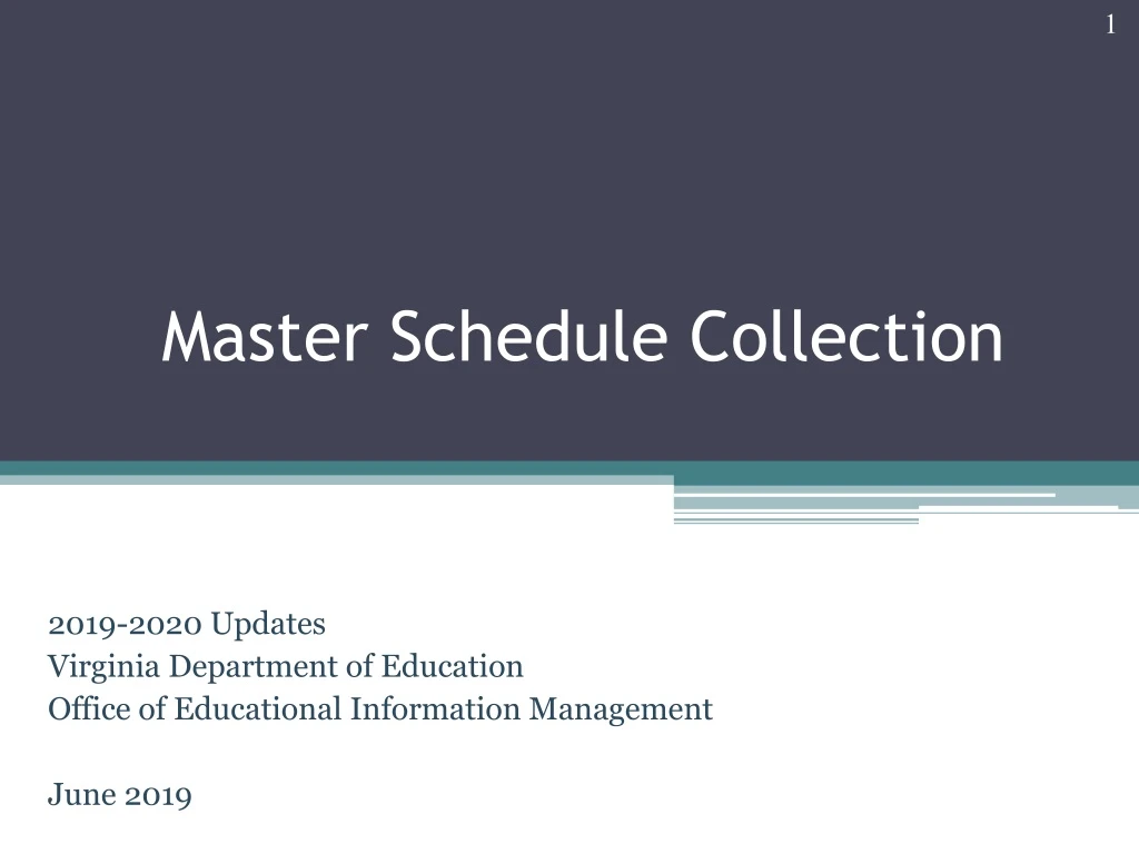 master schedule collection