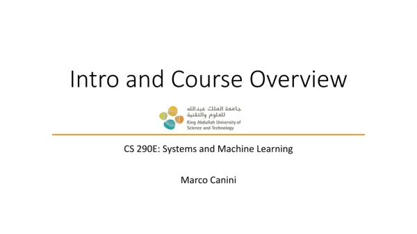 Intro and Course O verview