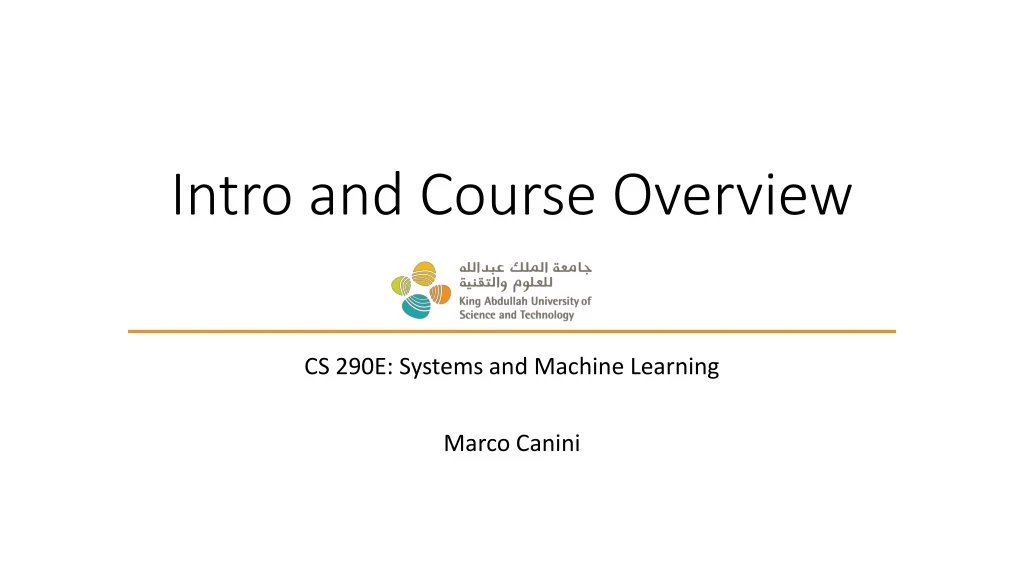 intro and course o verview