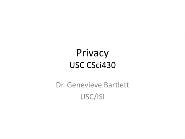 Privacy USC CSci430