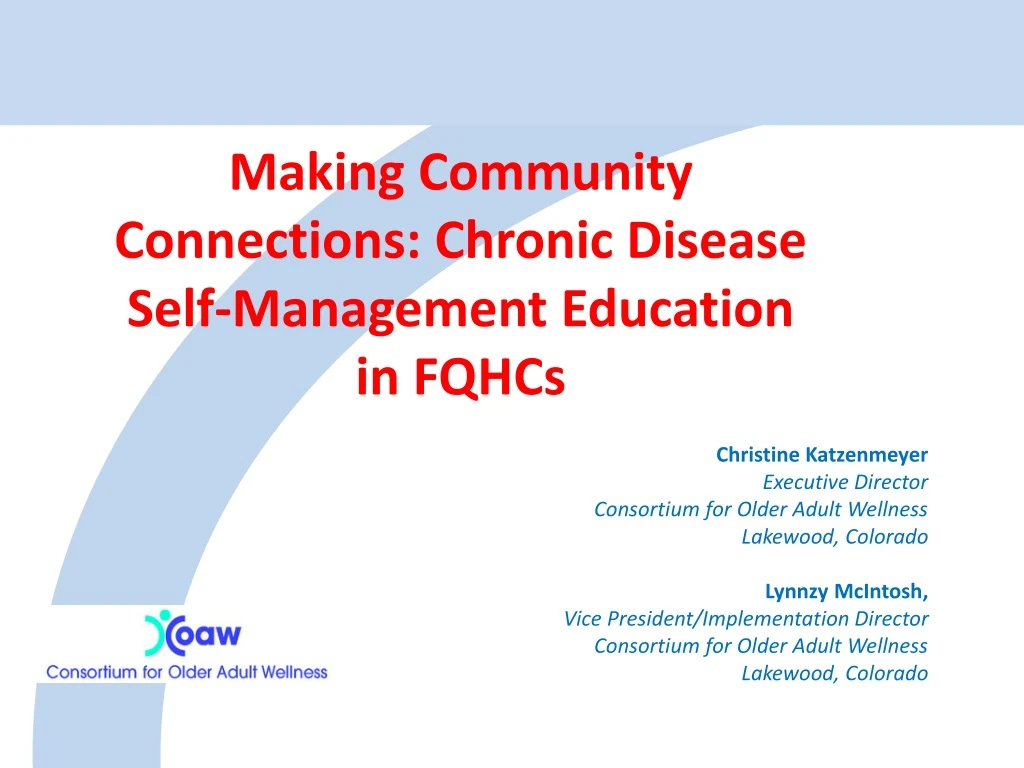 making community connections chronic disease self management education in fqhcs