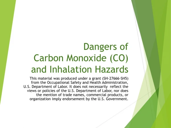 Dangers of Carbon Monoxide (CO) and Inhalation Hazards