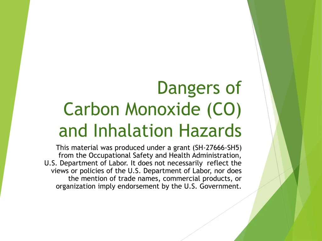 dangers of carbon monoxide co and inhalation hazards