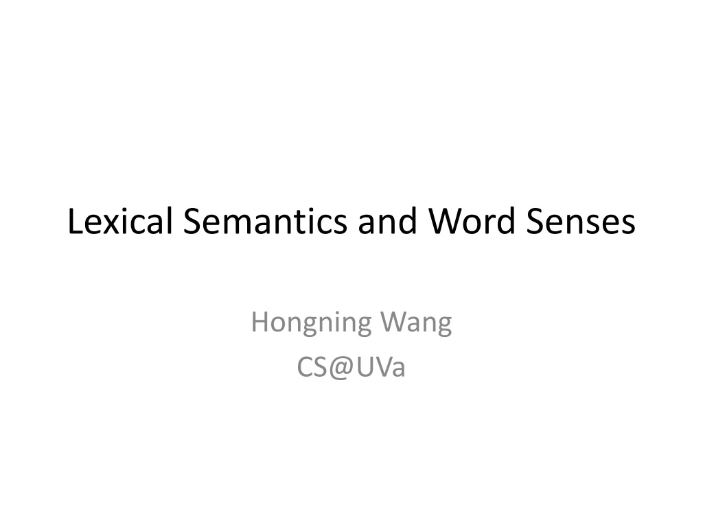 lexical semantics and word senses