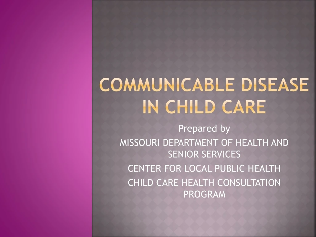 communicable disease in child care