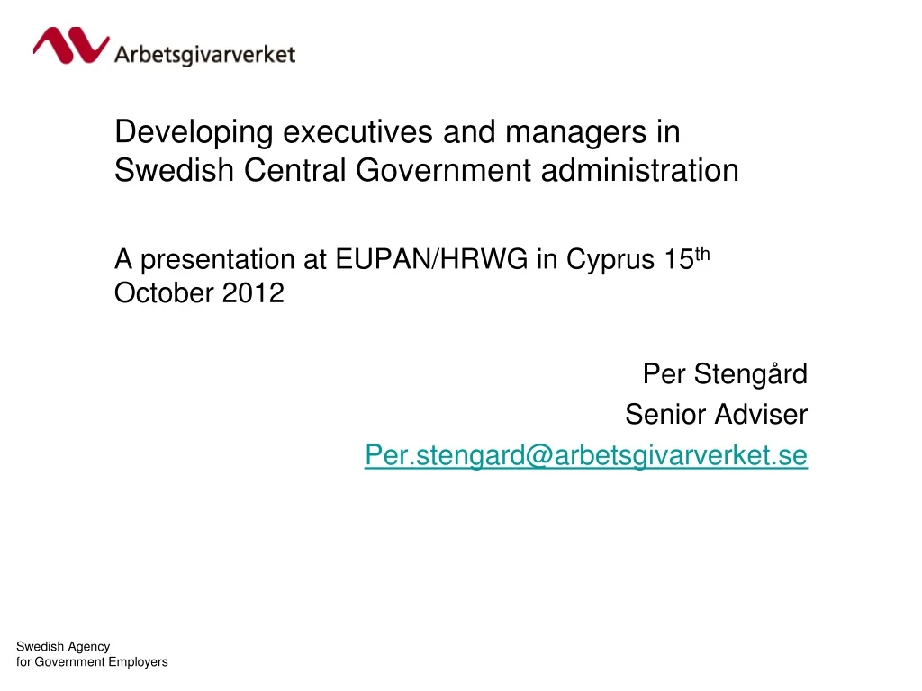 developing executives and managers in swedish central government administration