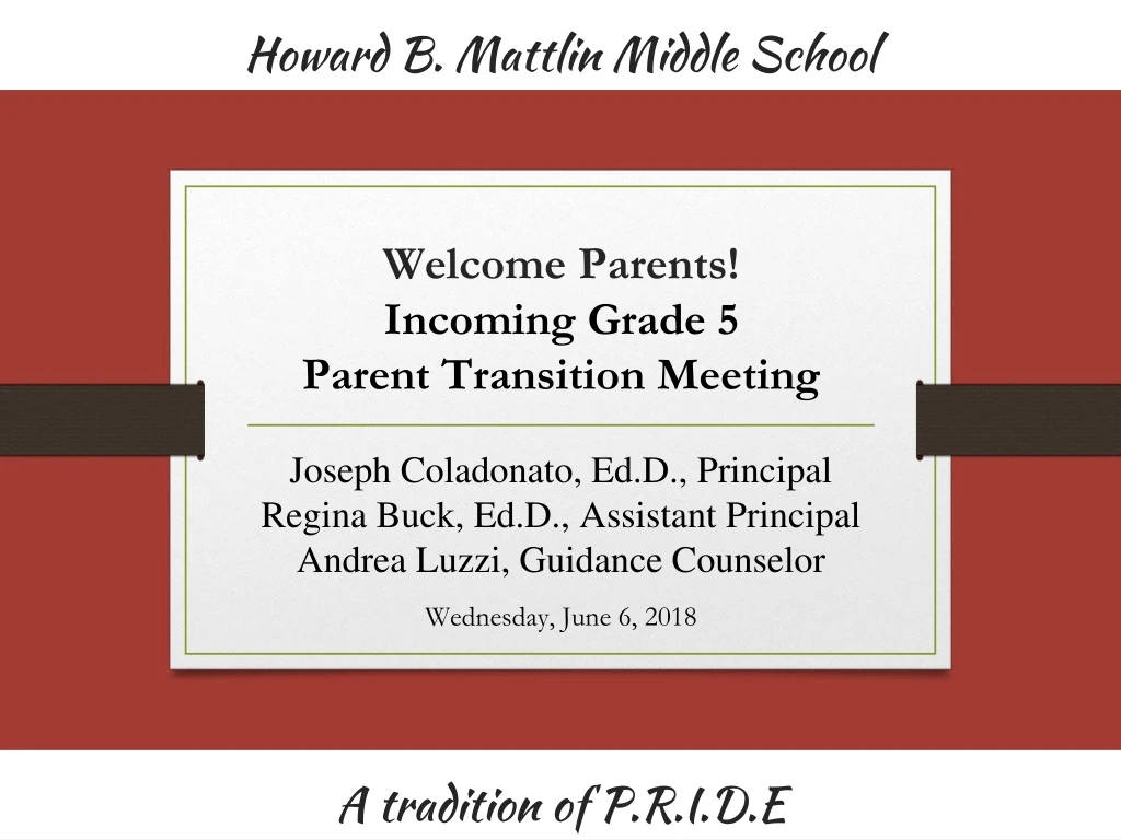 welcome parents incoming grade 5 parent transition meeting