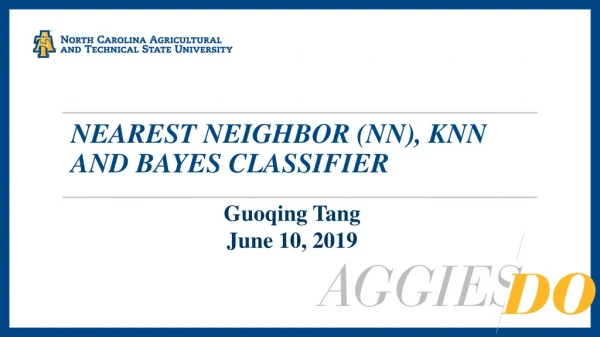 Nearest neighbor (NN), kNN and Bayes classifier