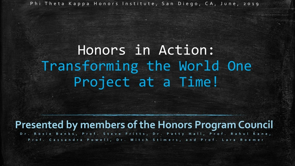 honors in action transforming the world one project at a time