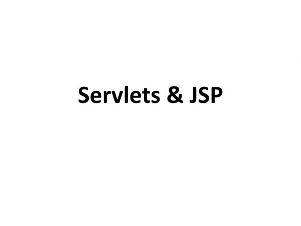 Servlets &amp; JSP