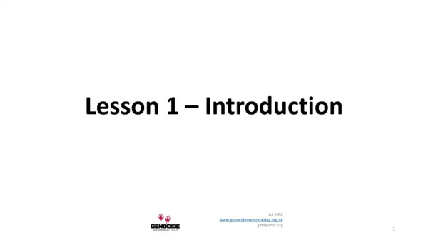 Lesson 1 – Introduction
