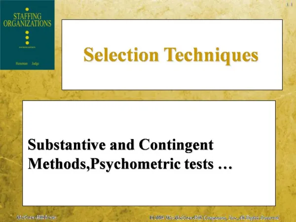 Substantive and Contingent Methods,Psychometric tests