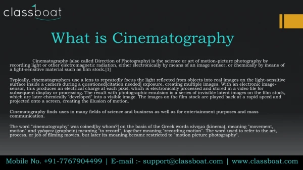 What is Cinematography