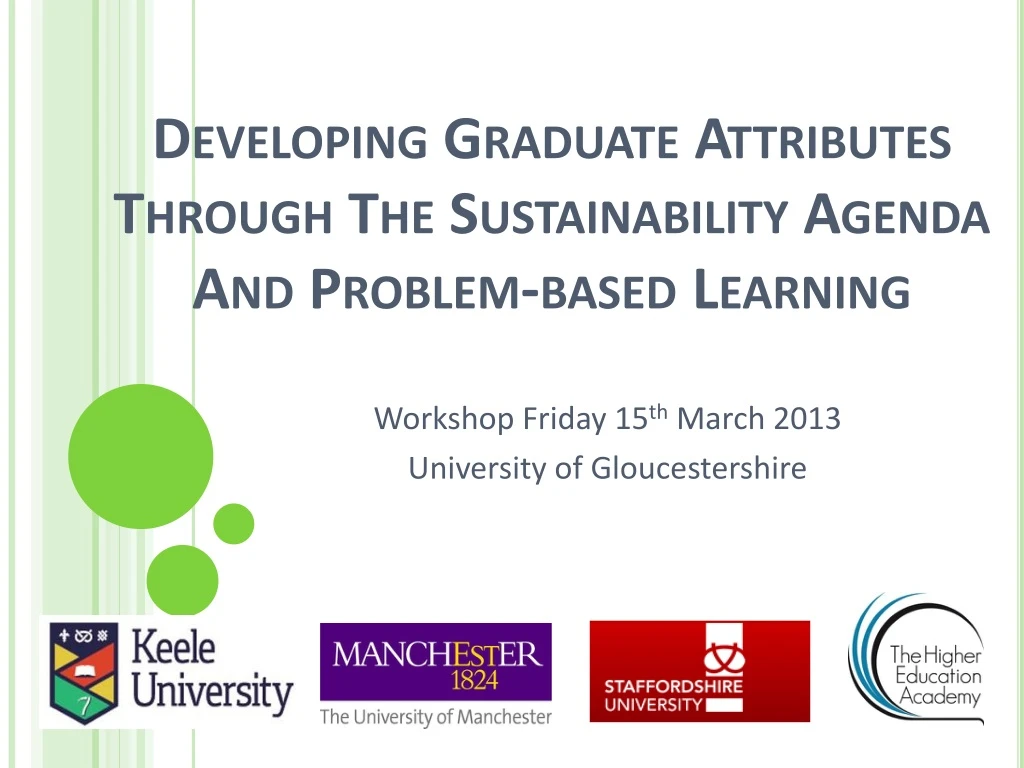 developing graduate attributes through the sustainability agenda and problem based learning